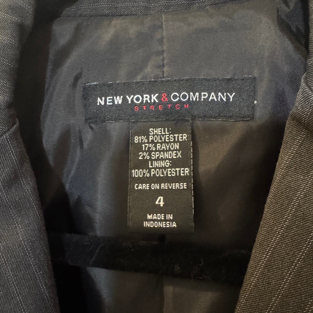 New York & Company Women Pinstripe Blazer & Pants Suit Size 4 Grey Career Work - Picture 4 of 9